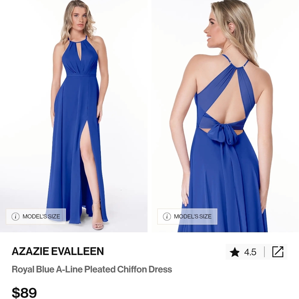 Azazie Evalleen Royal Blue A-Line Dress